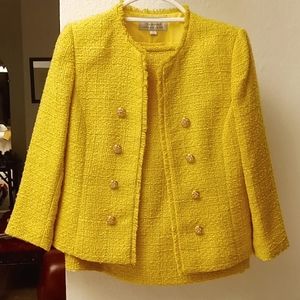 Tahari yellow tweed Skirt Suit